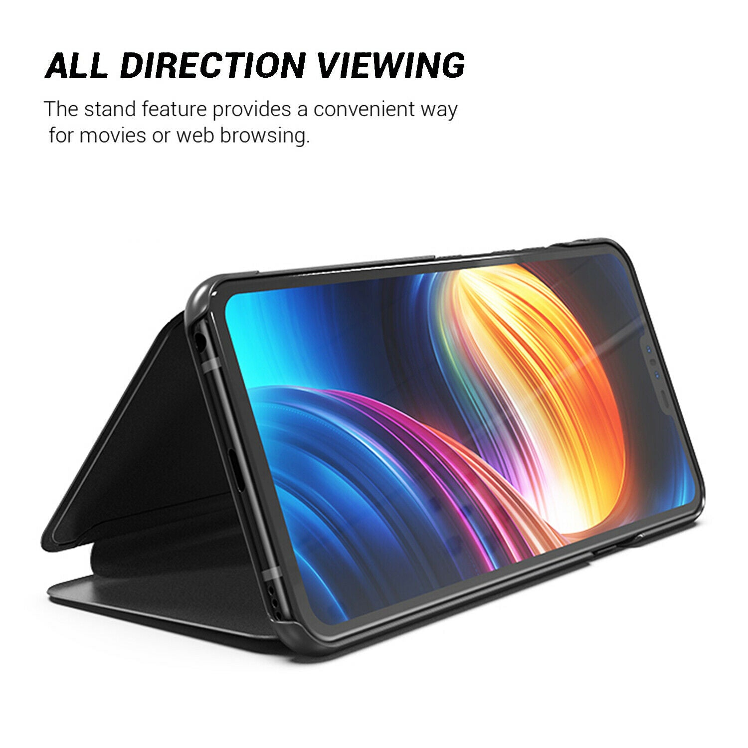 For LG V40 Case Luxury Ultra Slim Mirror View Thin Flip Stand Cover