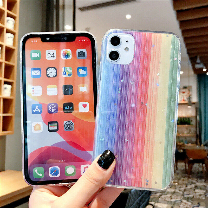 For iPhone 12 Pro Max Rainbow Case MAXSHIELD Soft TPU Glitter Shockproof Cover