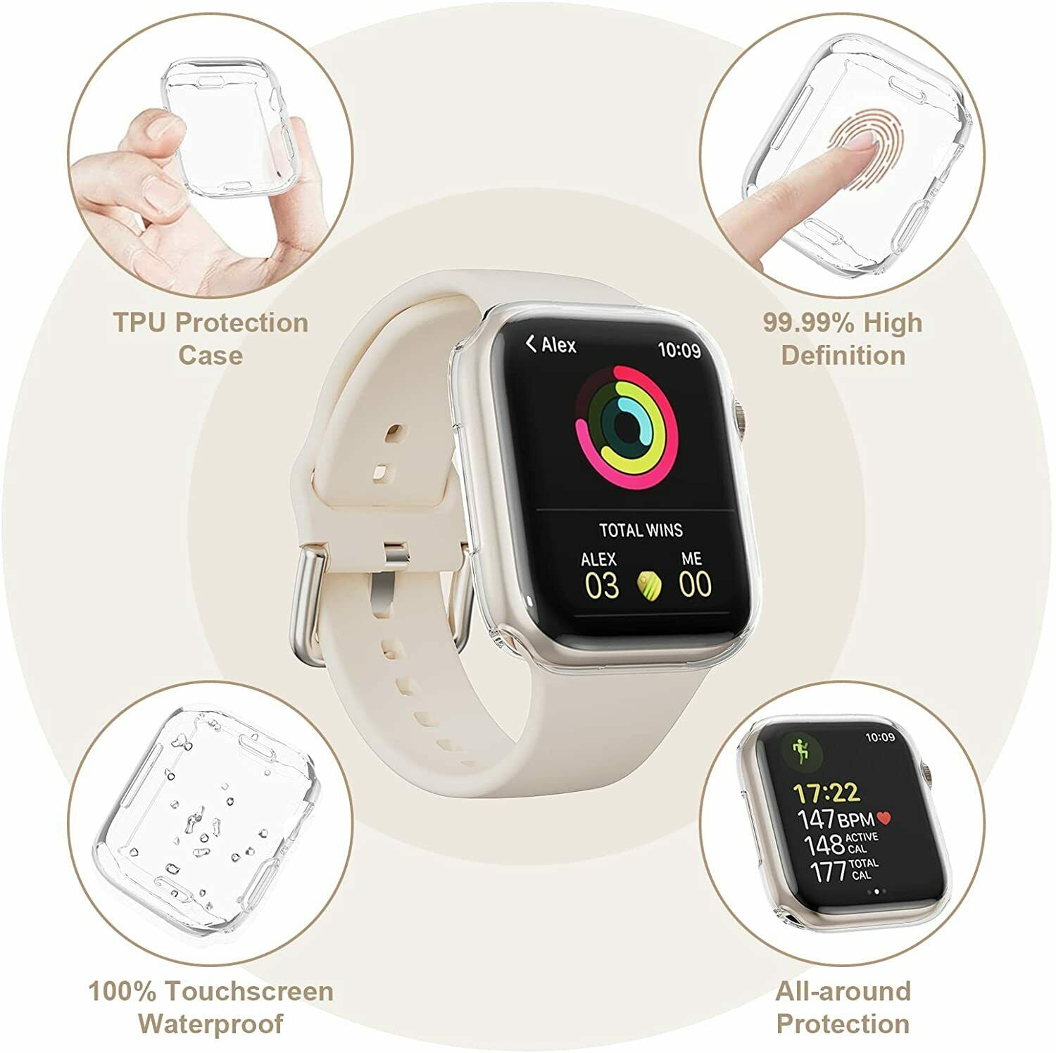 2x For Apple Watch Series 7 45/41mm Soft Full Bumper Cover Screen Protector Case