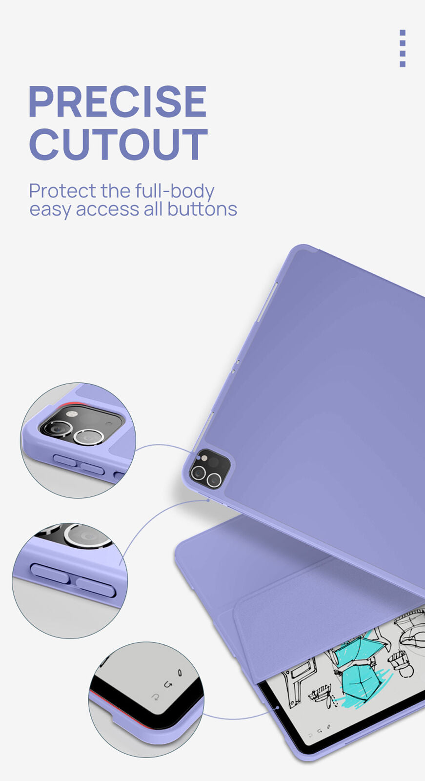 For iPad Pro 2021 12.9 Inch  Leather Case Cover Pencil Charging