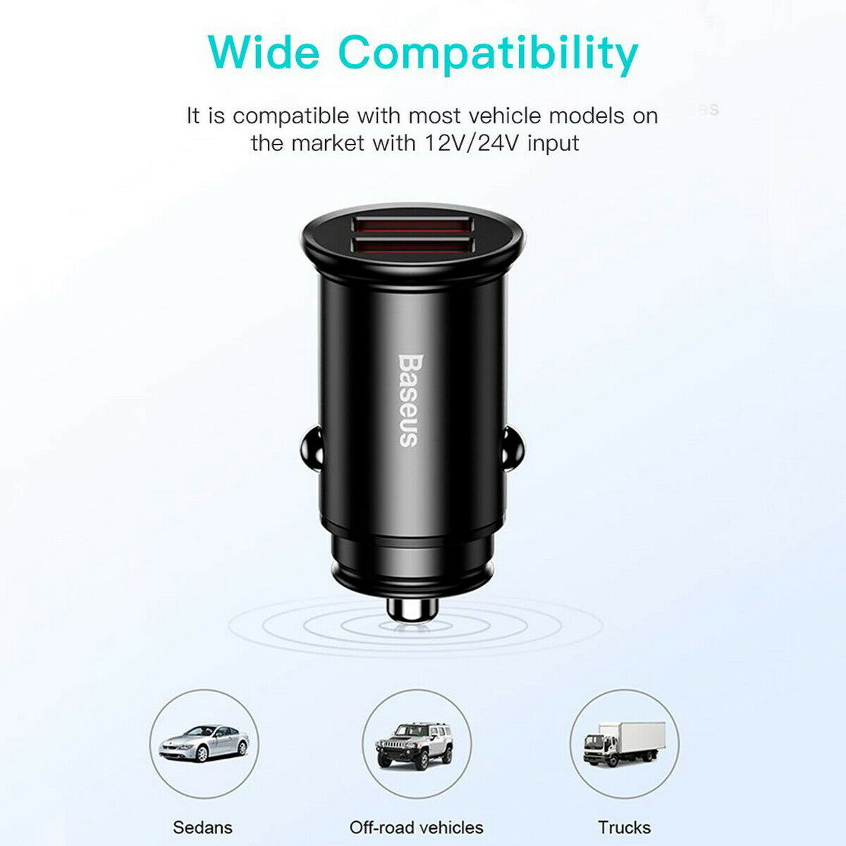 Ultra mini Baseus 3.1A Fast Charging Dual Ports USB Car Phone Charger Adapter
