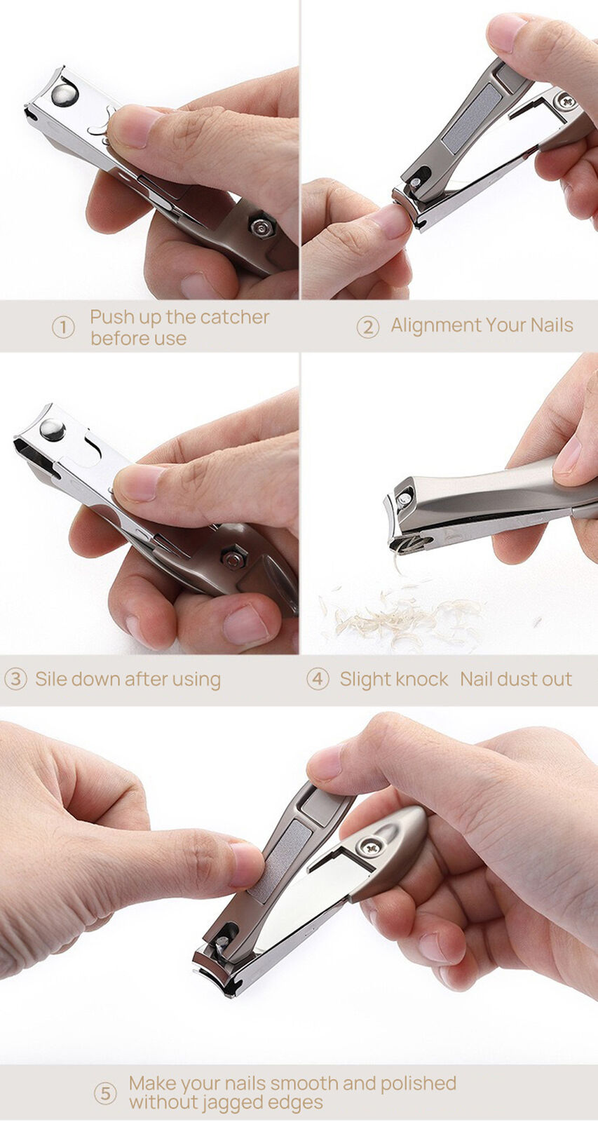 No Splash Toe Nail Clippers Nipper Pedicure Kit Heavy Duty For Thick Nail File