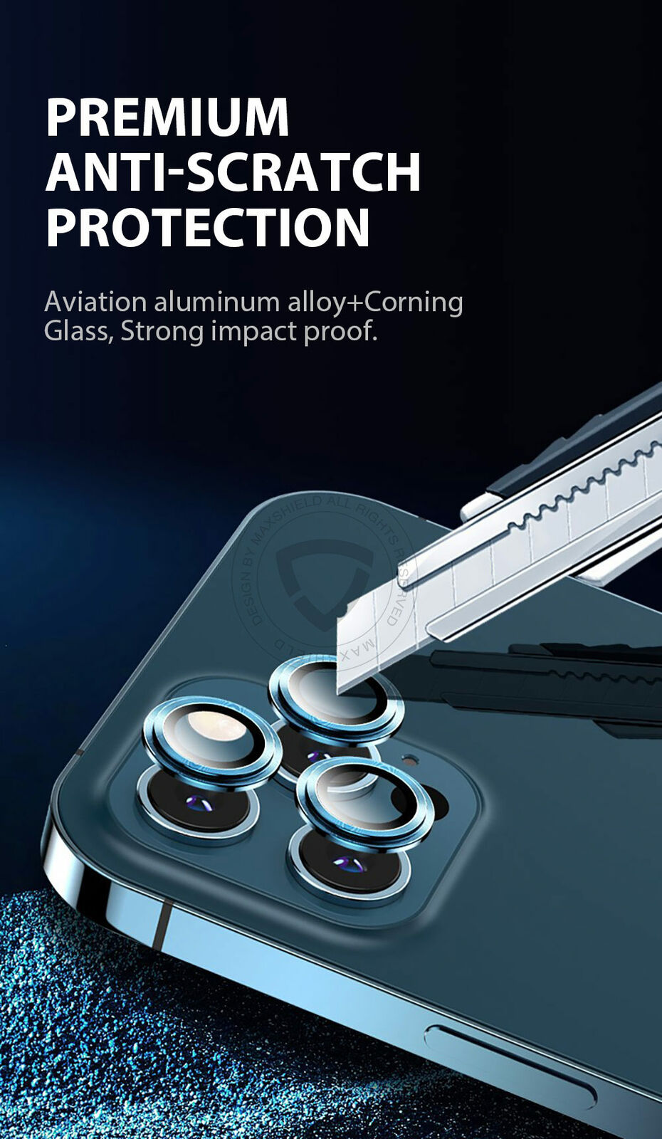 For Apple iPhone 12 Pro Camera Lens Metal Ring Tempered Glass Protector