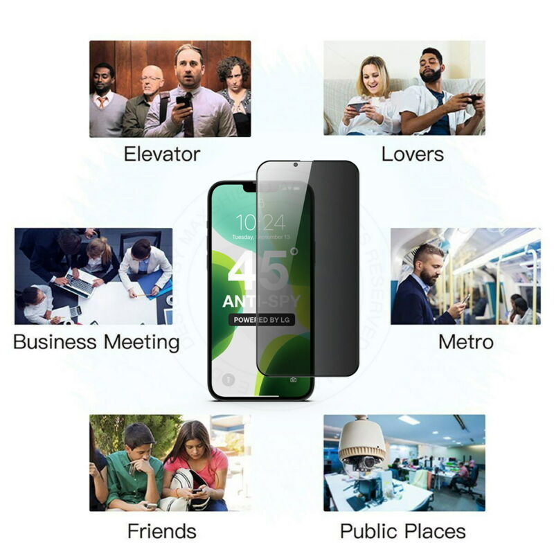 2X Anti-Spy Privacy Tempered Glass Screen Protector For iPhone 13 Pro Max Mini