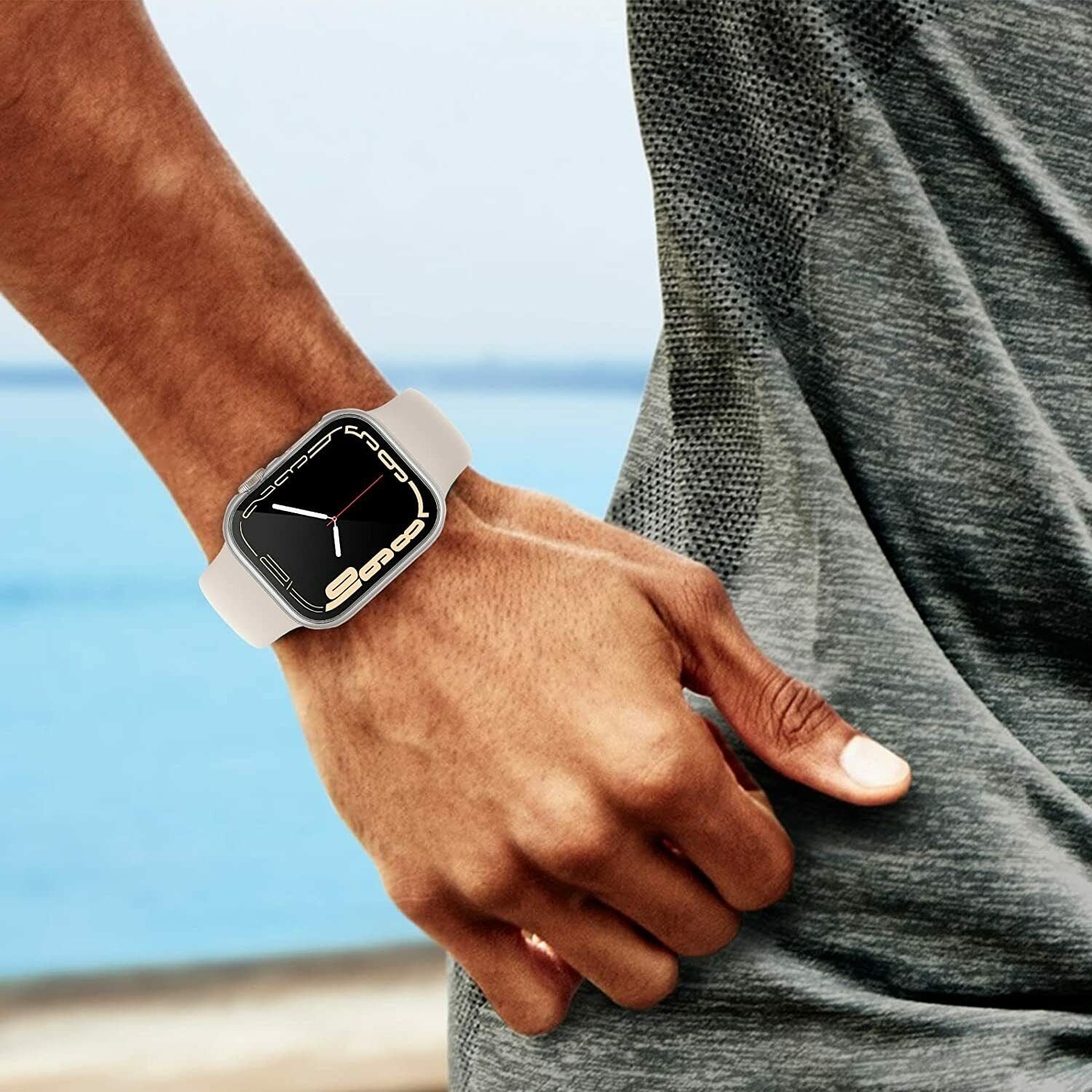 2X For Apple Watch Series 7 45/41mm Clear Full Case Cover Glass Screen Protector