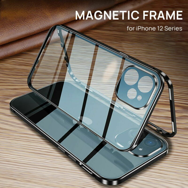 For iPhone 12 Pro 6.1" Case 360° Magnetic Metal Double-sided Glass Cover
