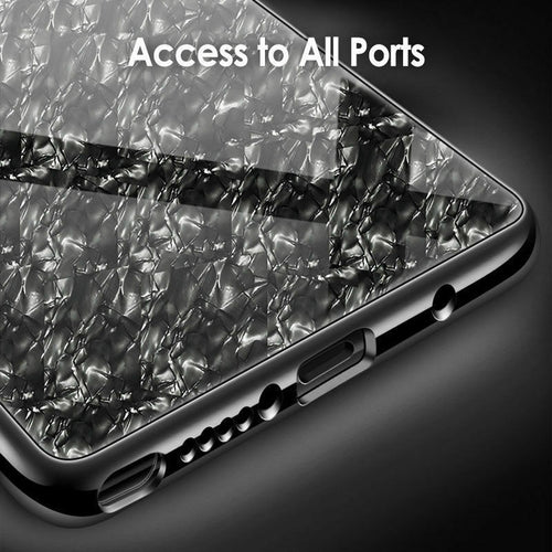 For Samsung S10 Plus Case Luxury Tempered Glass Back Shockproof Cover-Black