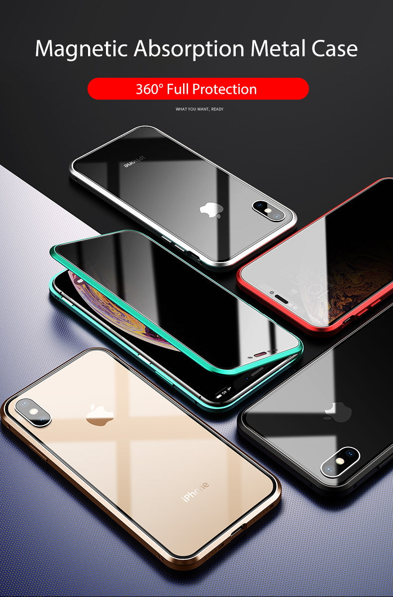 iPhone XS MAX  Case Magnetic Metal Anti Spy Tempered Glass Cover