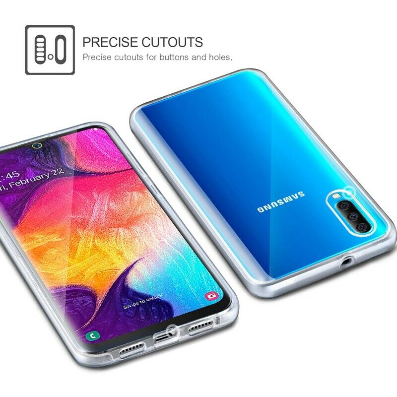 Samsung Galaxy A50 Case 360°Shockproof Full Soft Clear Silicone Cover