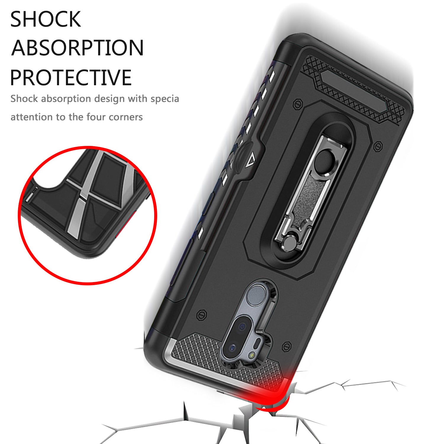 For LG G7 Case Hybrid TPU Heavy Duty Card Slot Stand Shockproof Cover