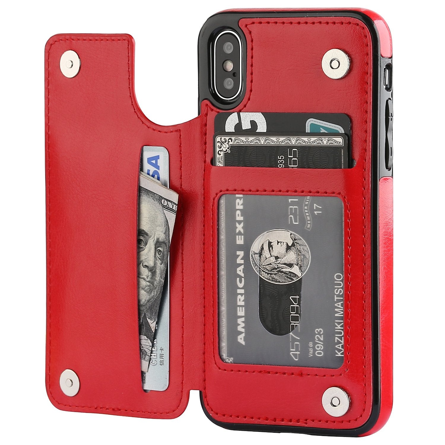 iPhone XR Leather Wallet Case Magnetic Flip Card Shockproof Cover