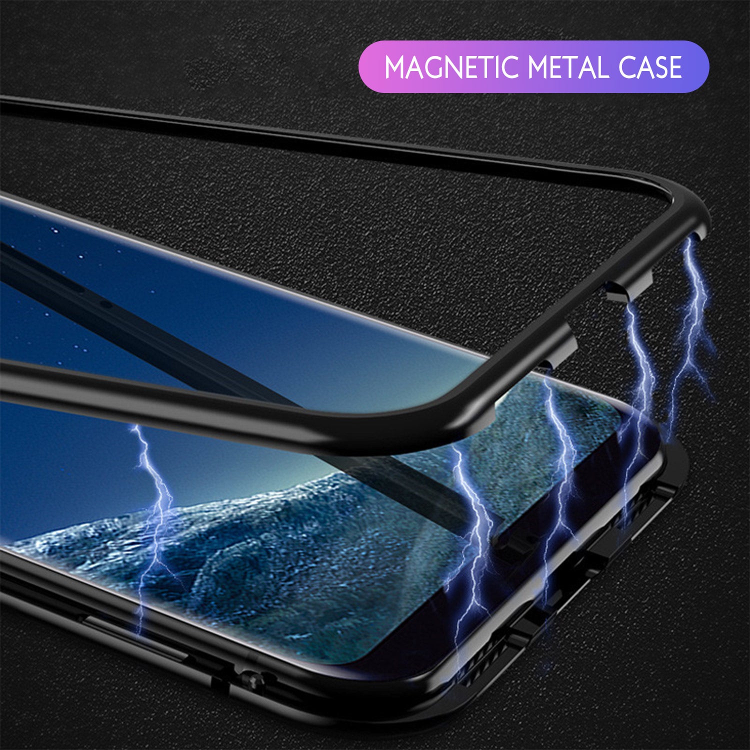 For Galaxy S10 Magnetic Metal Tempered Glass Case Cover-Black, White, Red