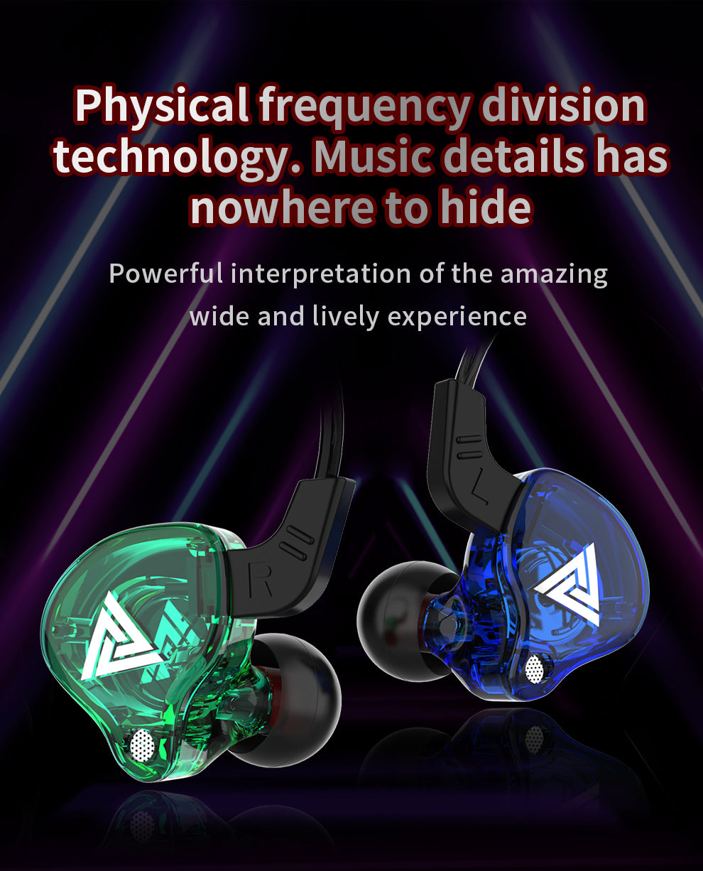 QKZ Super Bass Stereo Headset Headphone Sound Isolating Earbuds Earphones Wt Mic-Blue