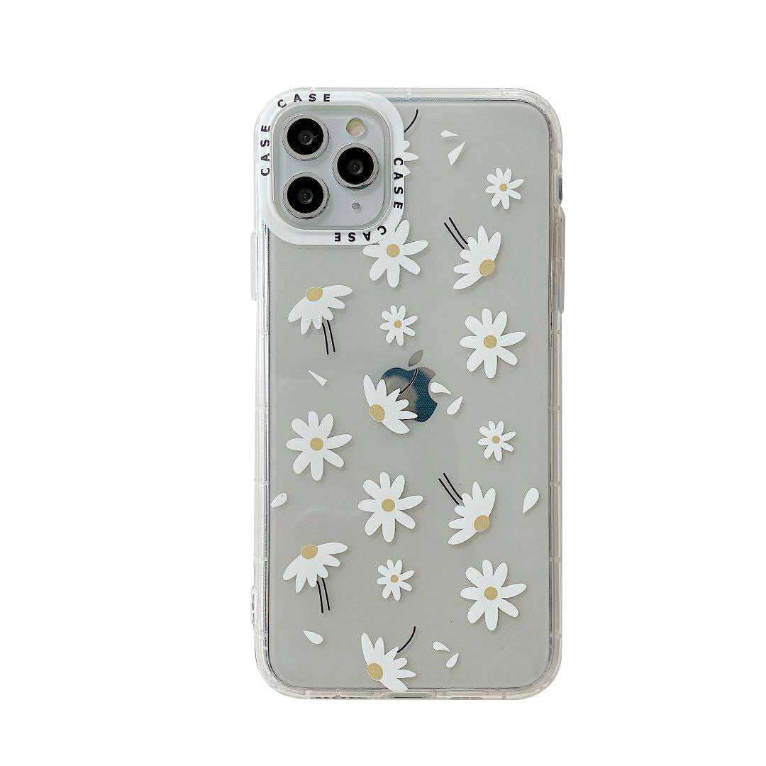 For iPhone 12 Pro Max Case Flower Pattern Silicone Clear Glitter Slim Soft Cover