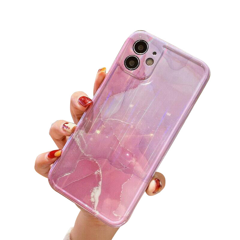 For iPhone 12 Pro Max Soft Slim Case Silicone Marble Shockproof Laser Clear Cover