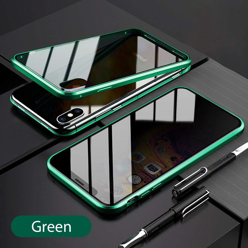 iPhone 7  Case Magnetic Metal Anti Spy Tempered Glass Cover