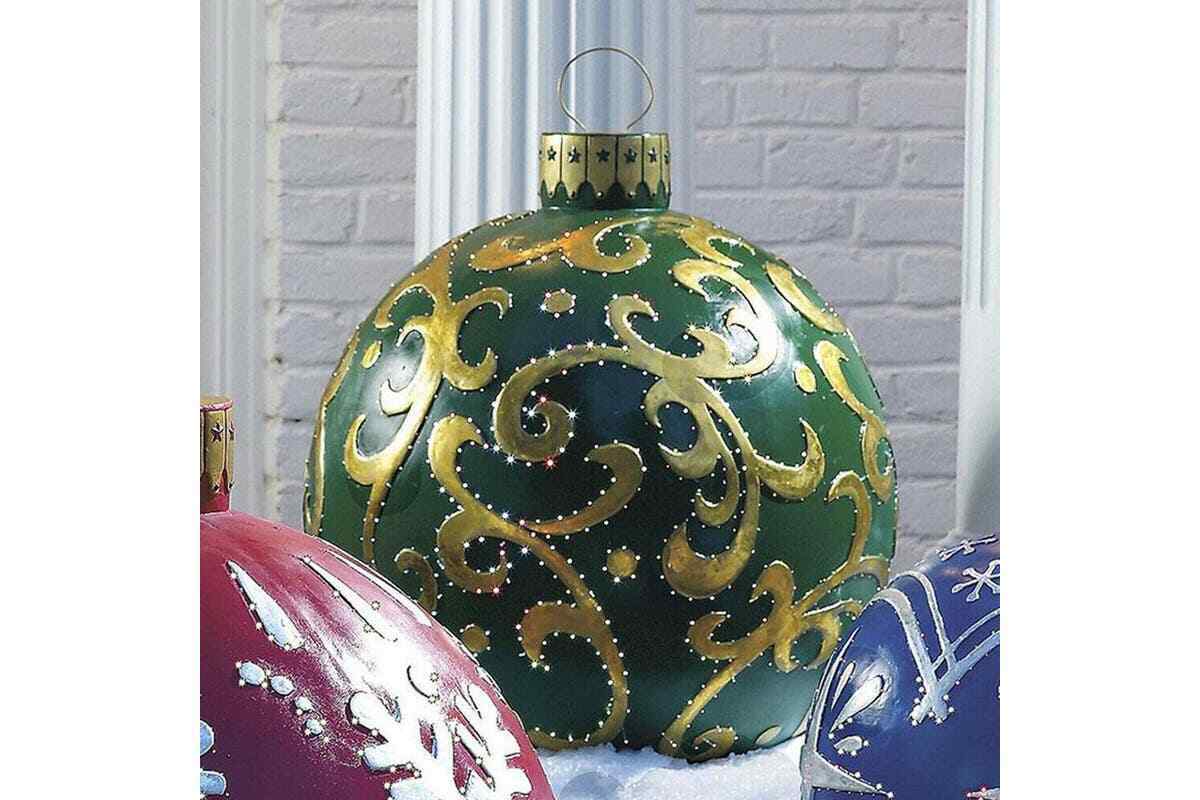 60cm Outdoor PVC Inflatable Ball Toy Christmas Ball Xmas Tree Decor No Lights