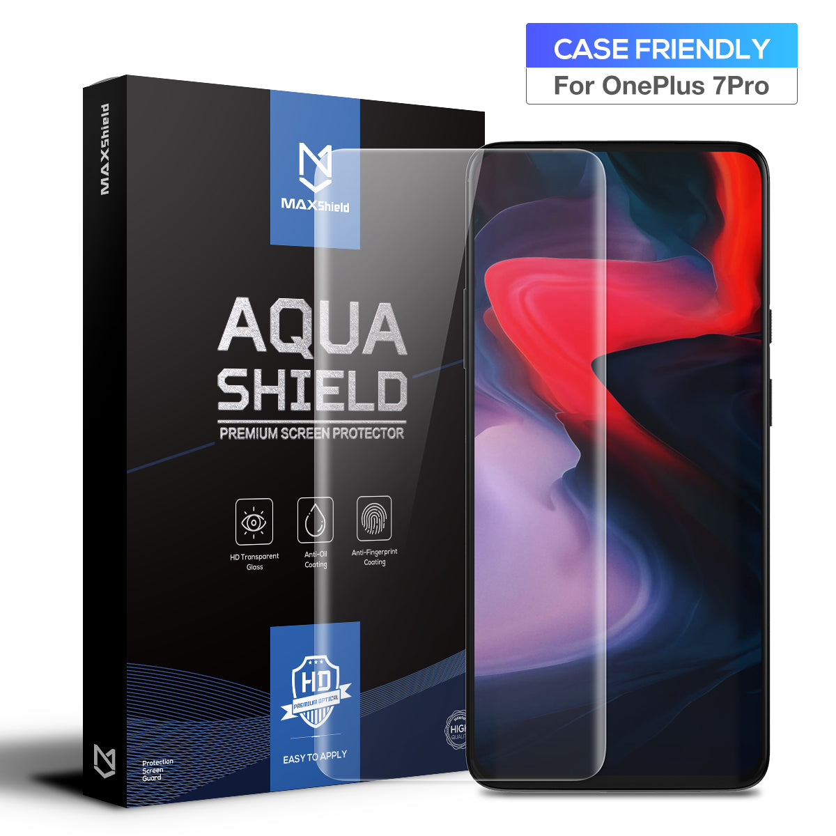 OnePlus 7 Screen Protector, MaxShield HD Aqua Crystal for OnePlus 7