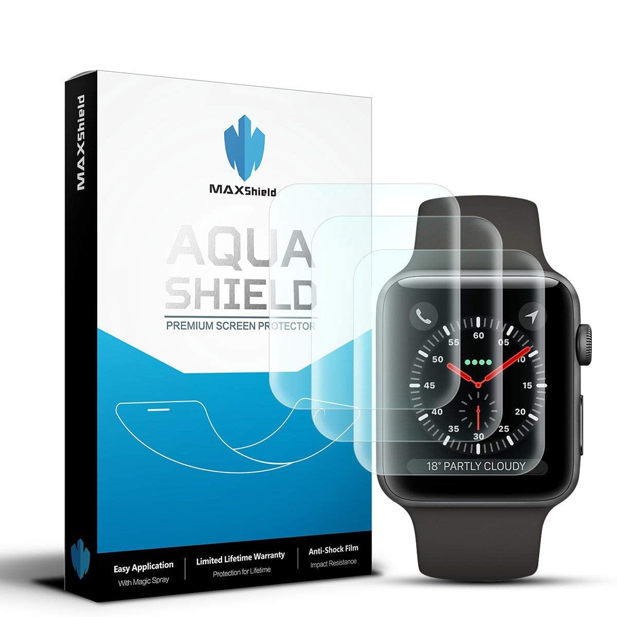 Genuine MaxShield HD Crystal Screen Protector for Apple Watch Series 5 44mm iWatch