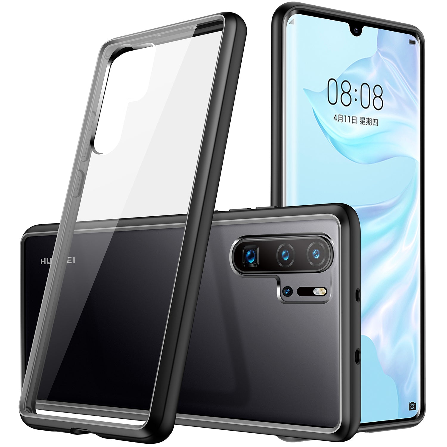 YOUMAKER® Huawei P30 Shockproof Slim Bumper Crystal Case Cover-Black