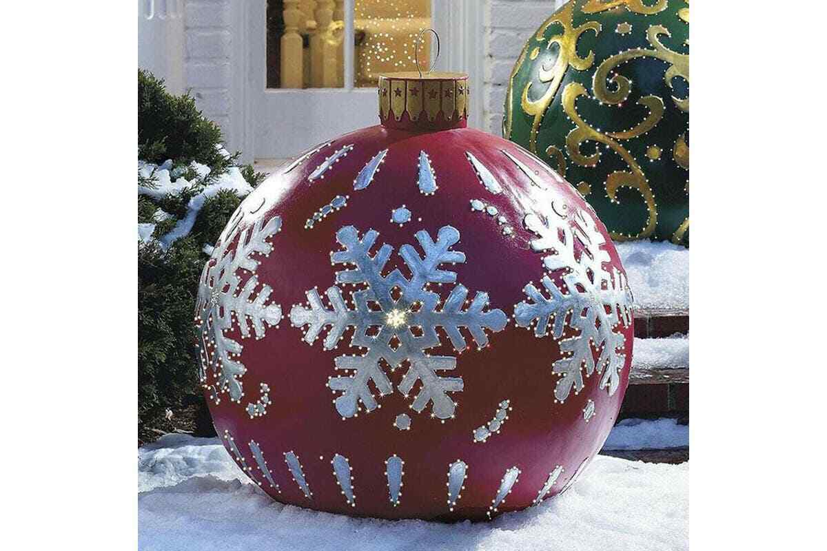 60cm Outdoor PVC Inflatable Ball Toy Christmas Ball Xmas Tree Decor No Lights