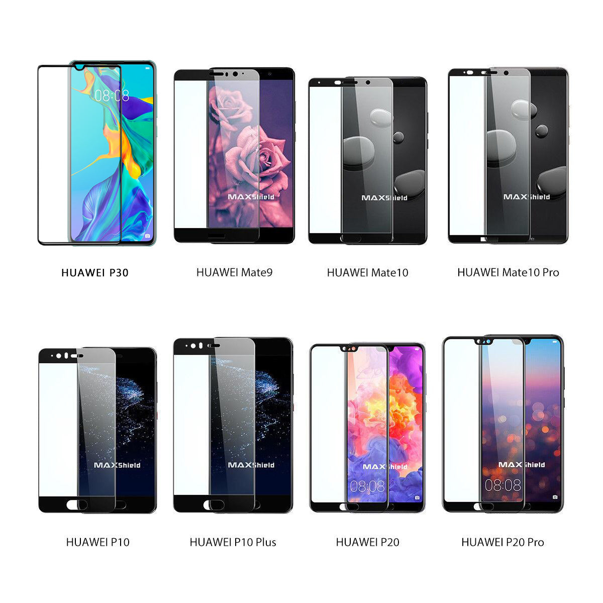 MAXSHIELD Huawei P30 Full Adhesion Tempered Glass Screen Protector Full coverage