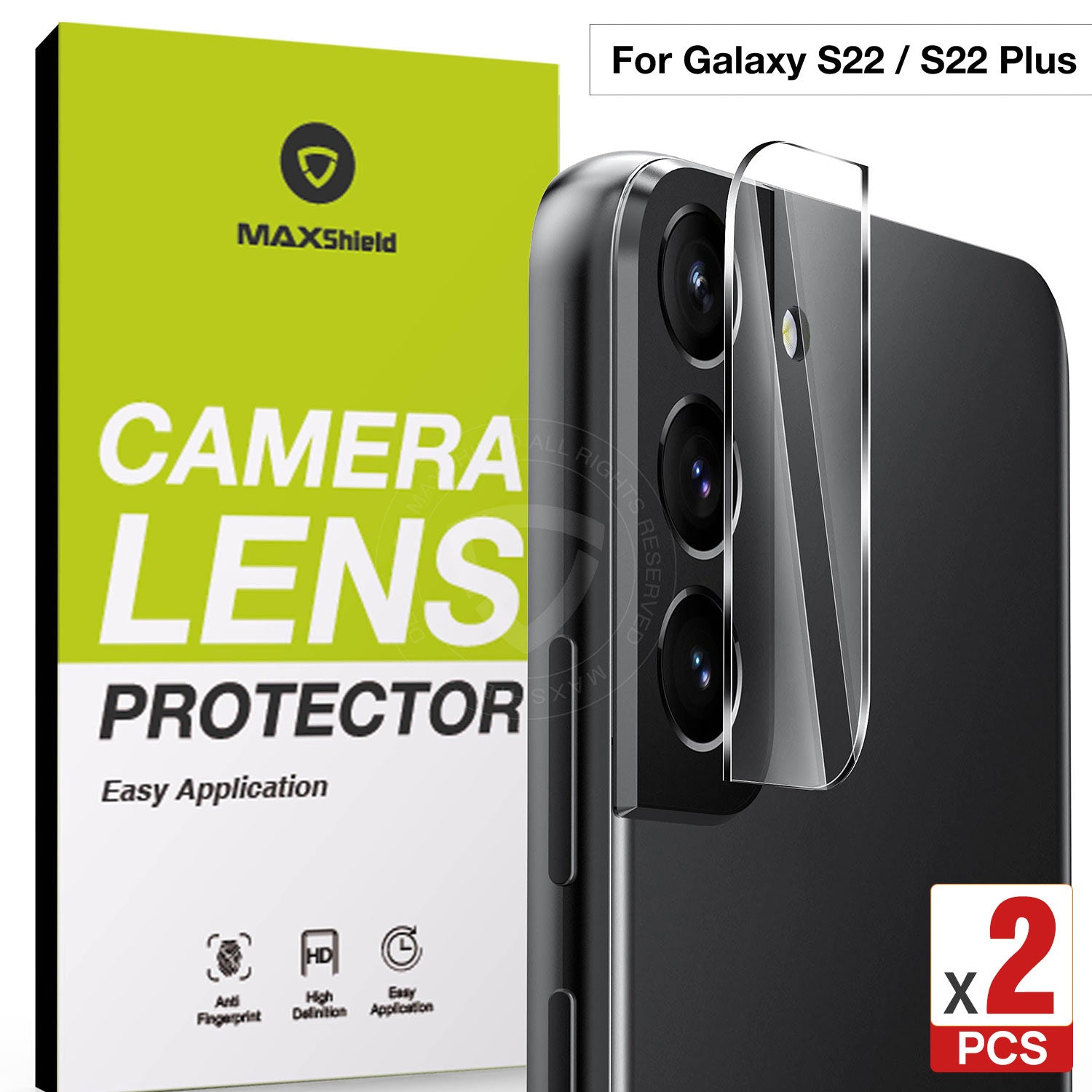 MAXSHIELD For Samsung Galaxy S22 Plus Ultra 5G Camera Lens Screen Glass Protector