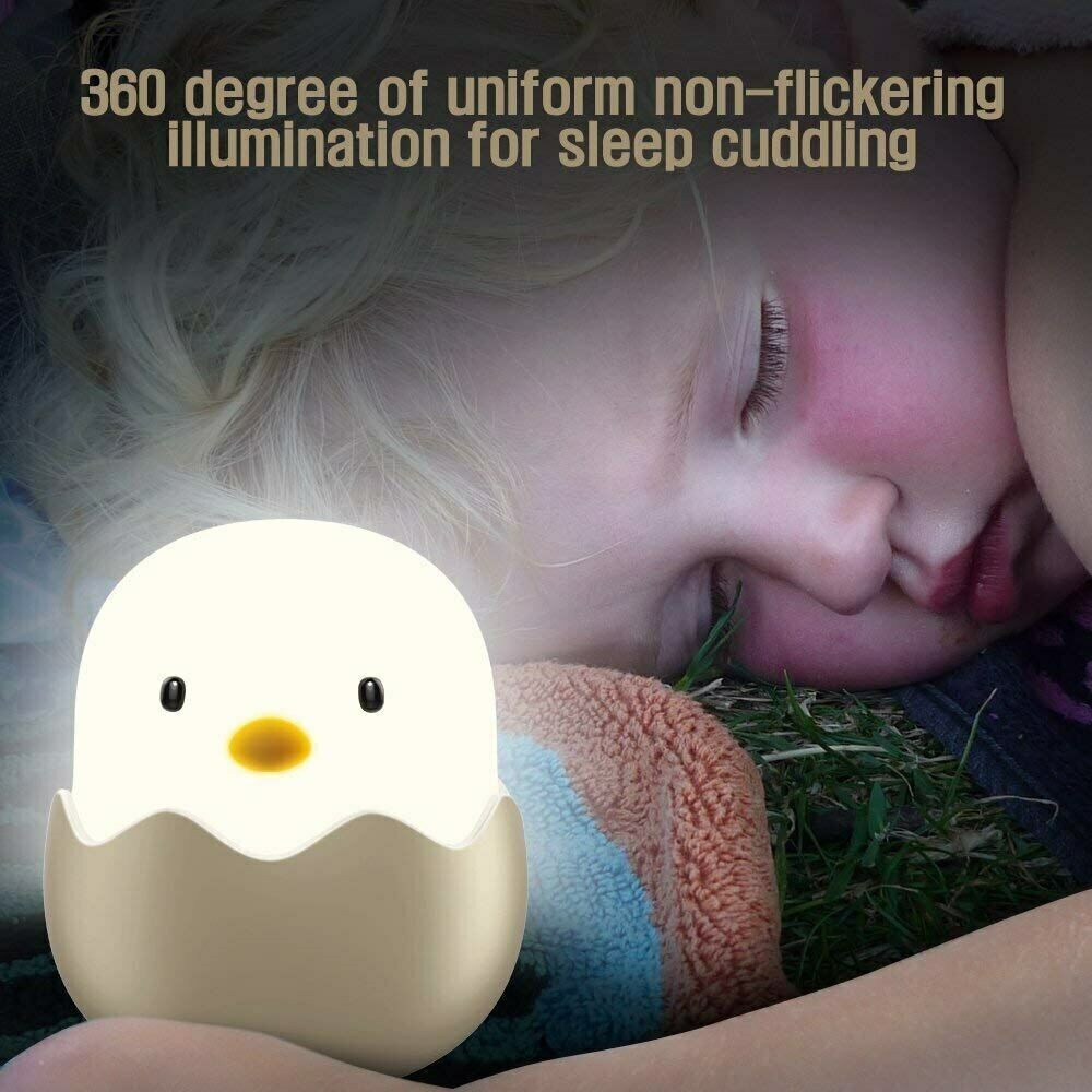Night Light for Baby Cute Chick Lamp Safe Silicone LED Touch Bedside
