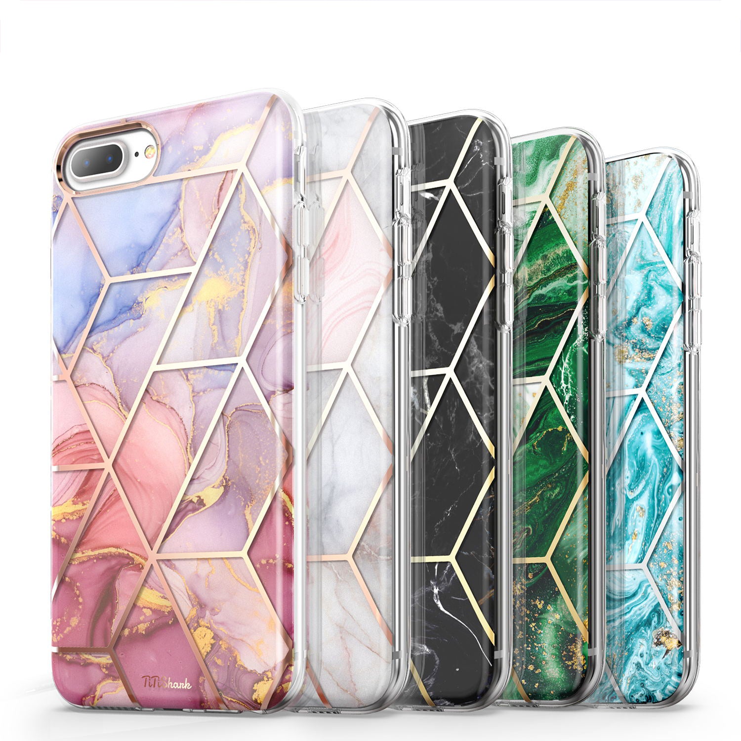 TiTiShark For iPhone 6/7/8 Plus 2020 Case Clear Marble Fashion Shockproof Cover