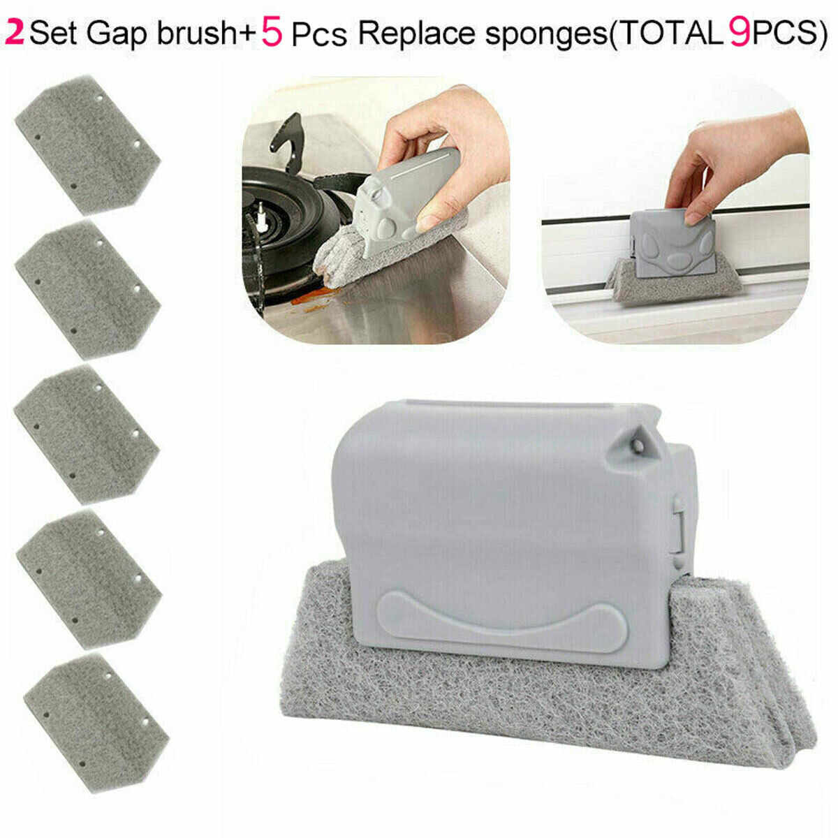 2X Window Door Track Cleaning Brush Gap Groove Sliding Tool Dust Cleaner Kitchen