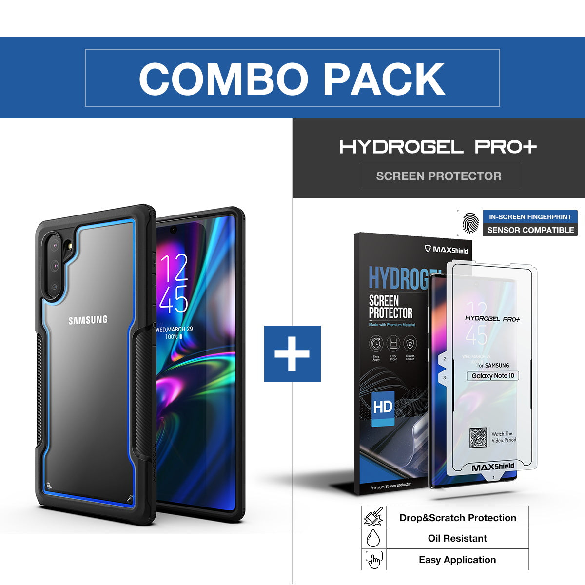 Samsung Galaxy Note 10 Case, Heavy Duty Shockproof Slim Clear Armor Cover