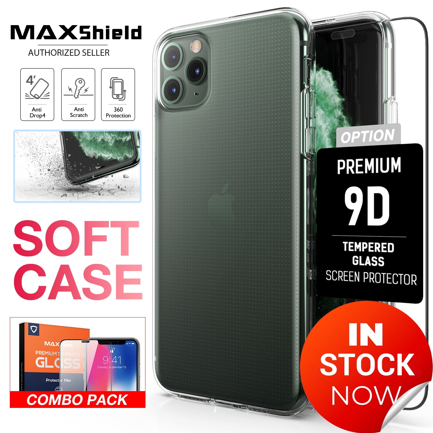 iPhone 11 Case MAXSHIELD Premium Soft Crystal Clear Cover for Apple