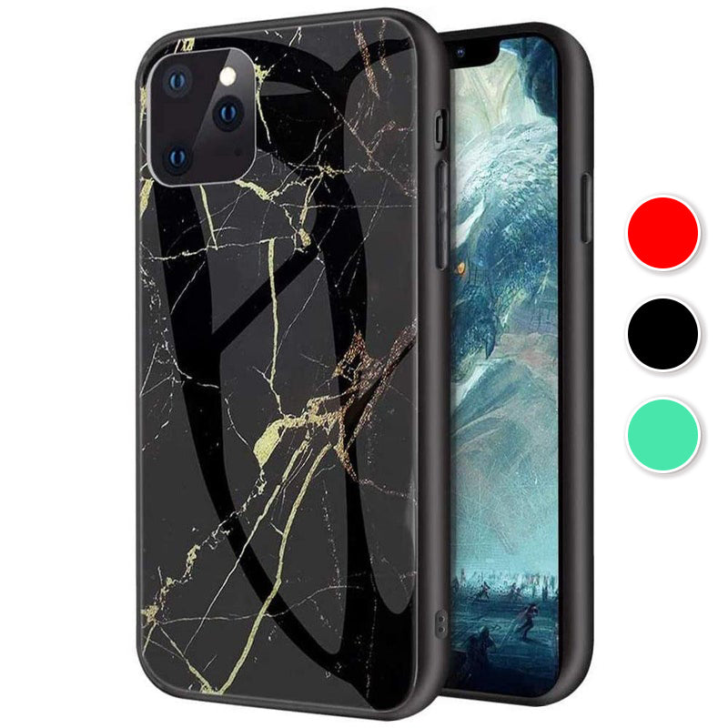 For iPhone 12 Mini Case Shockproof Glass Marble Soft Tough Cover
