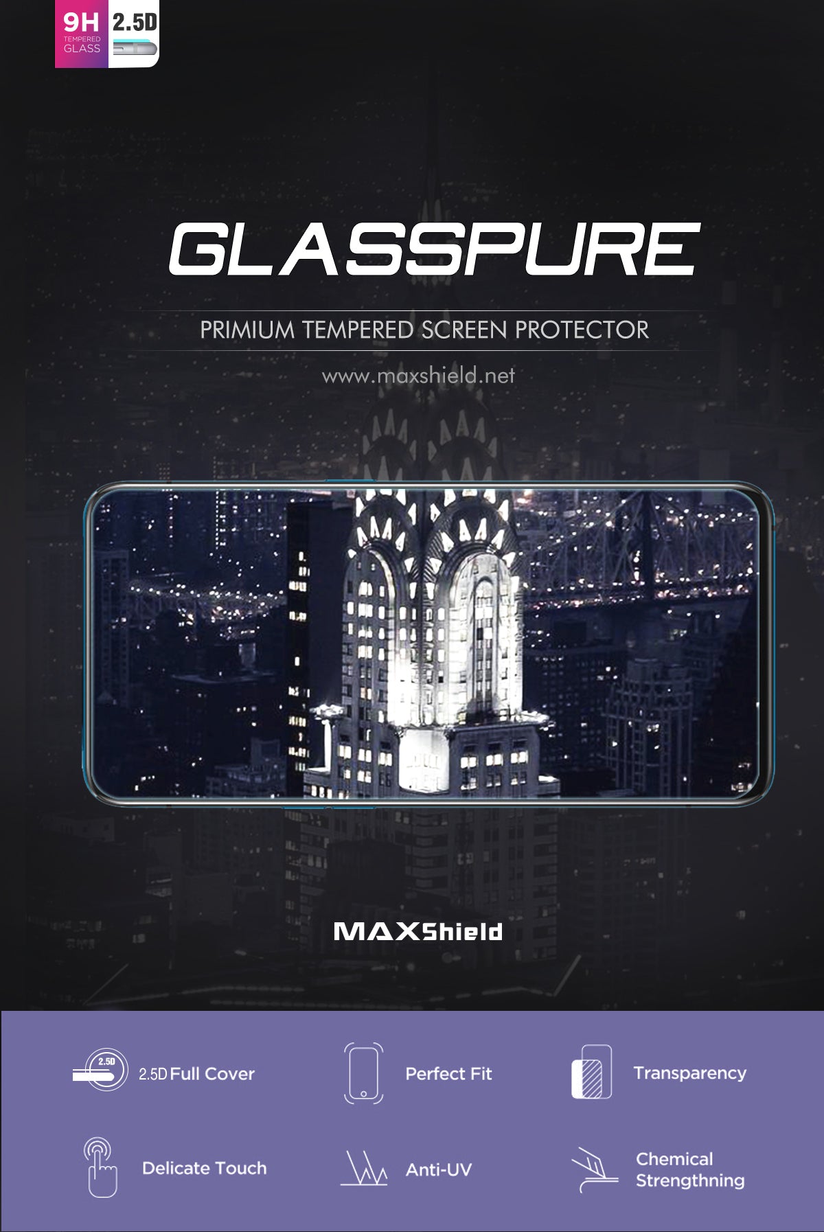 MAXSHIELD OPPO Reno 5G Full Adhesion Tempered Glass Screen Protector
