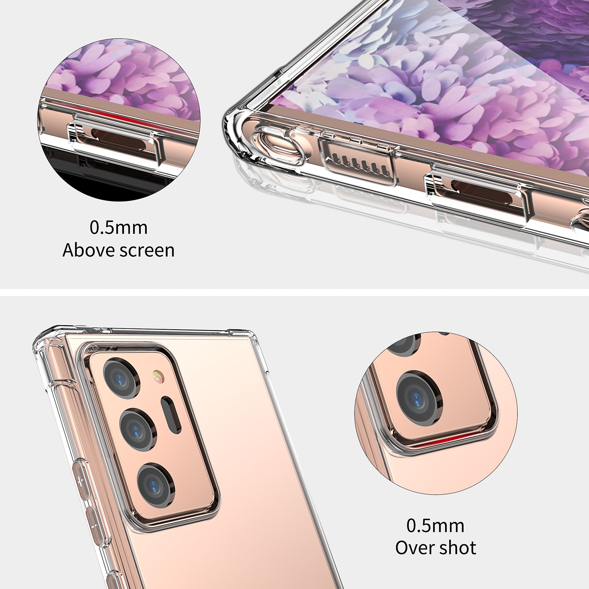 For Galaxy Note 20 Ultra 4G 5G Case Clear Shockproof Slim Bumper Cover