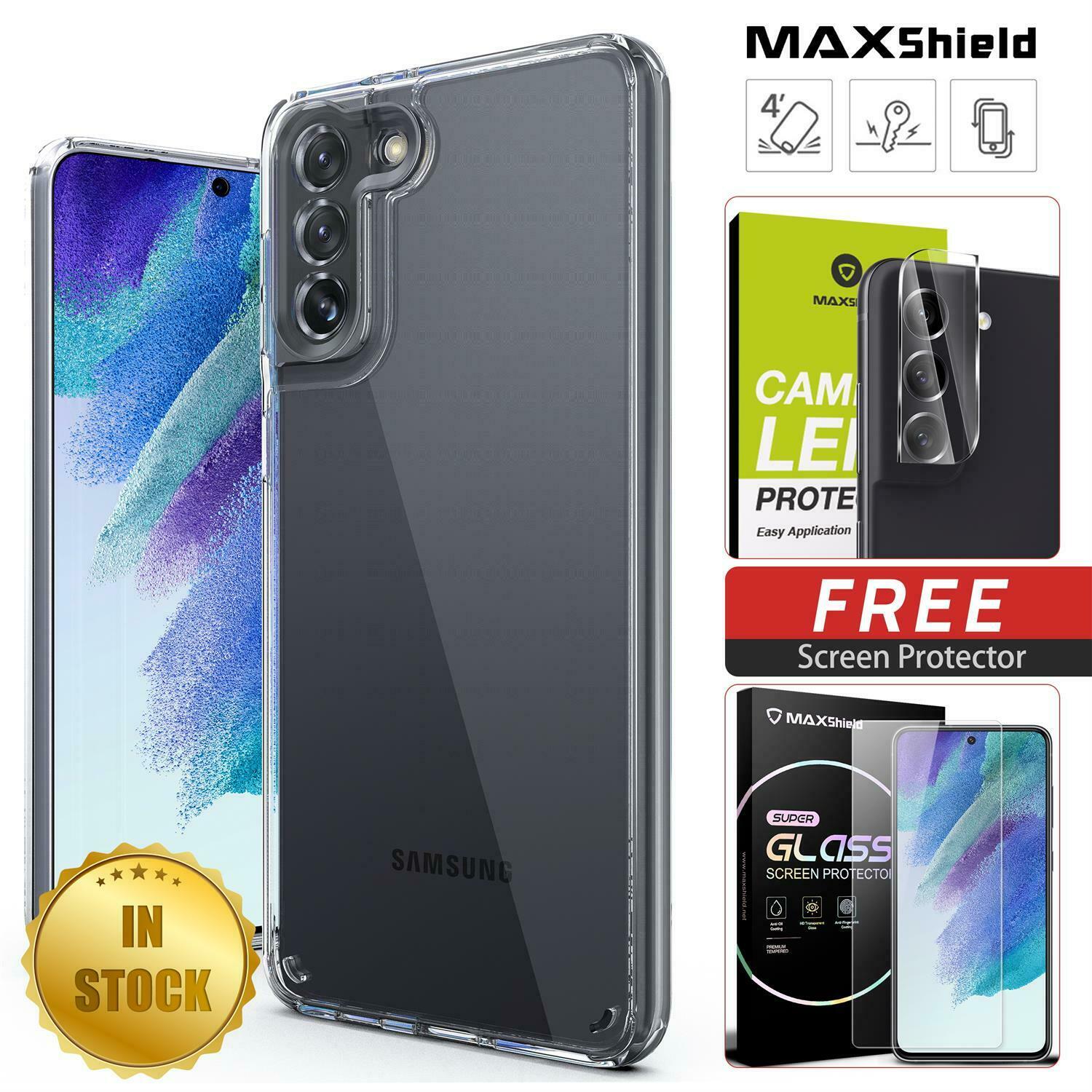 Fr Samsung Galaxy S21 FE Case Hard Clear Slim Cover+Lens Camera Screen Protector