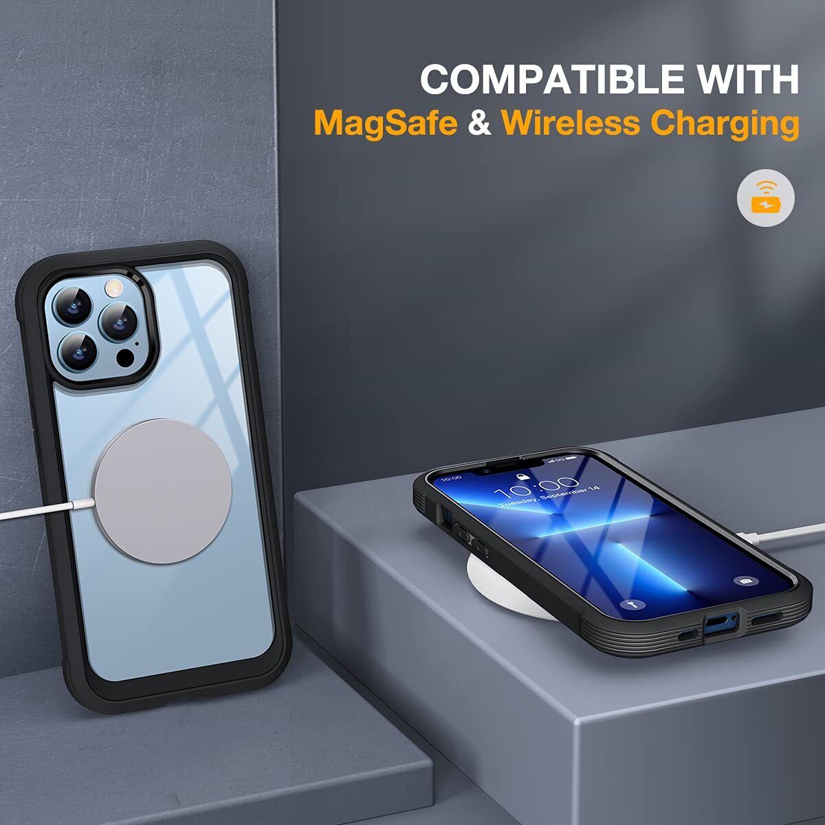 For iPhone 14 Series Shockproof Heavy Duty Full Body Glass Case Cover+Lens Screen Protector