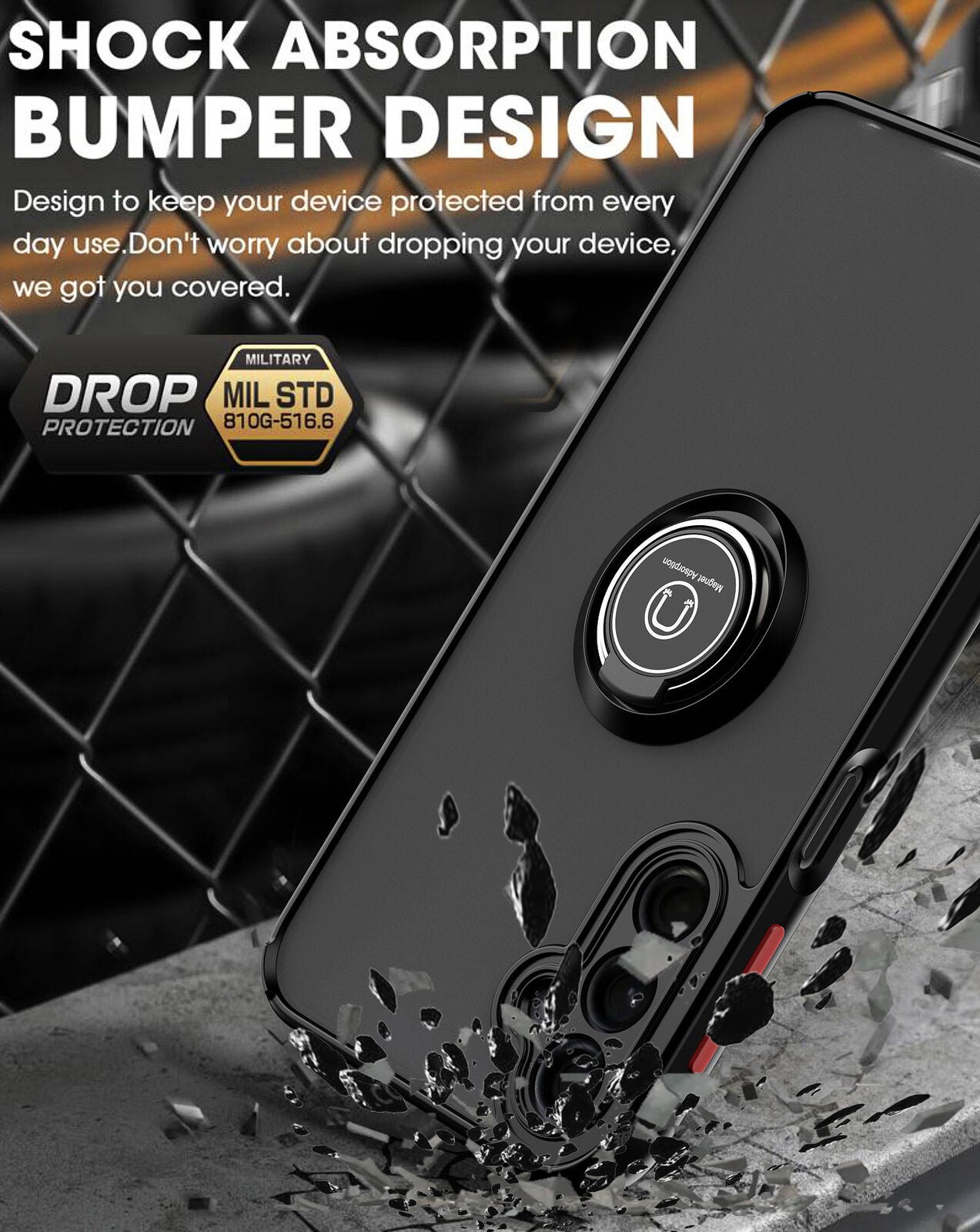 For Samsung Galaxy S24 Plus Ultra Magnetic Matte Ring Shockproof Cover