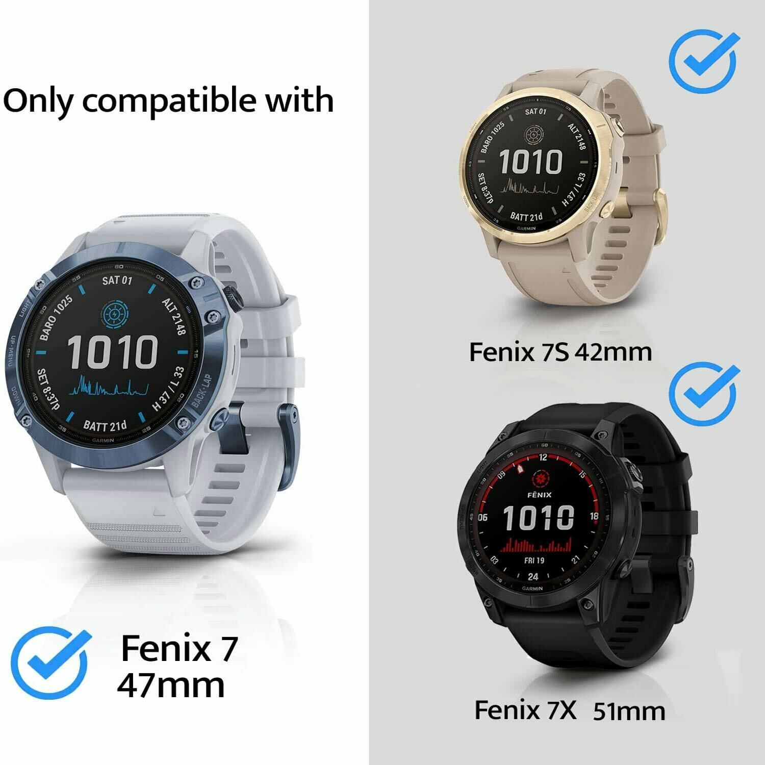 2x For Garmin Fenix 7 7S 7X Solar Sapphire Tempered Glass Screen Protector Cover