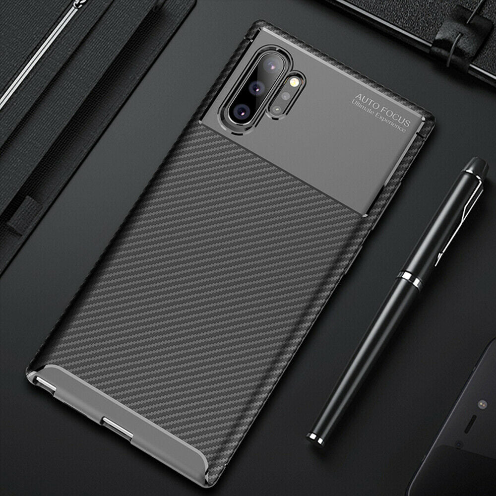 For Samsung Galaxy Note 10 Plus Carbon Fiber Rubber Case TPU Slim Matte Cover