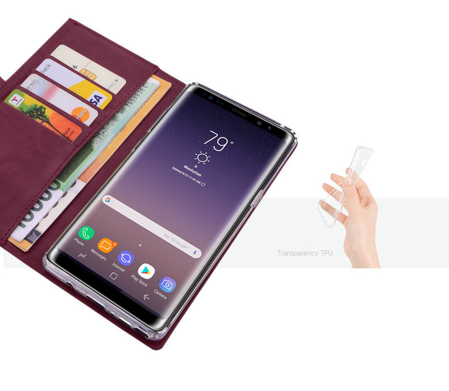 Samsung Galaxy S9 Zipper Leather Wallet Card Magnetic Case Cover-Brown