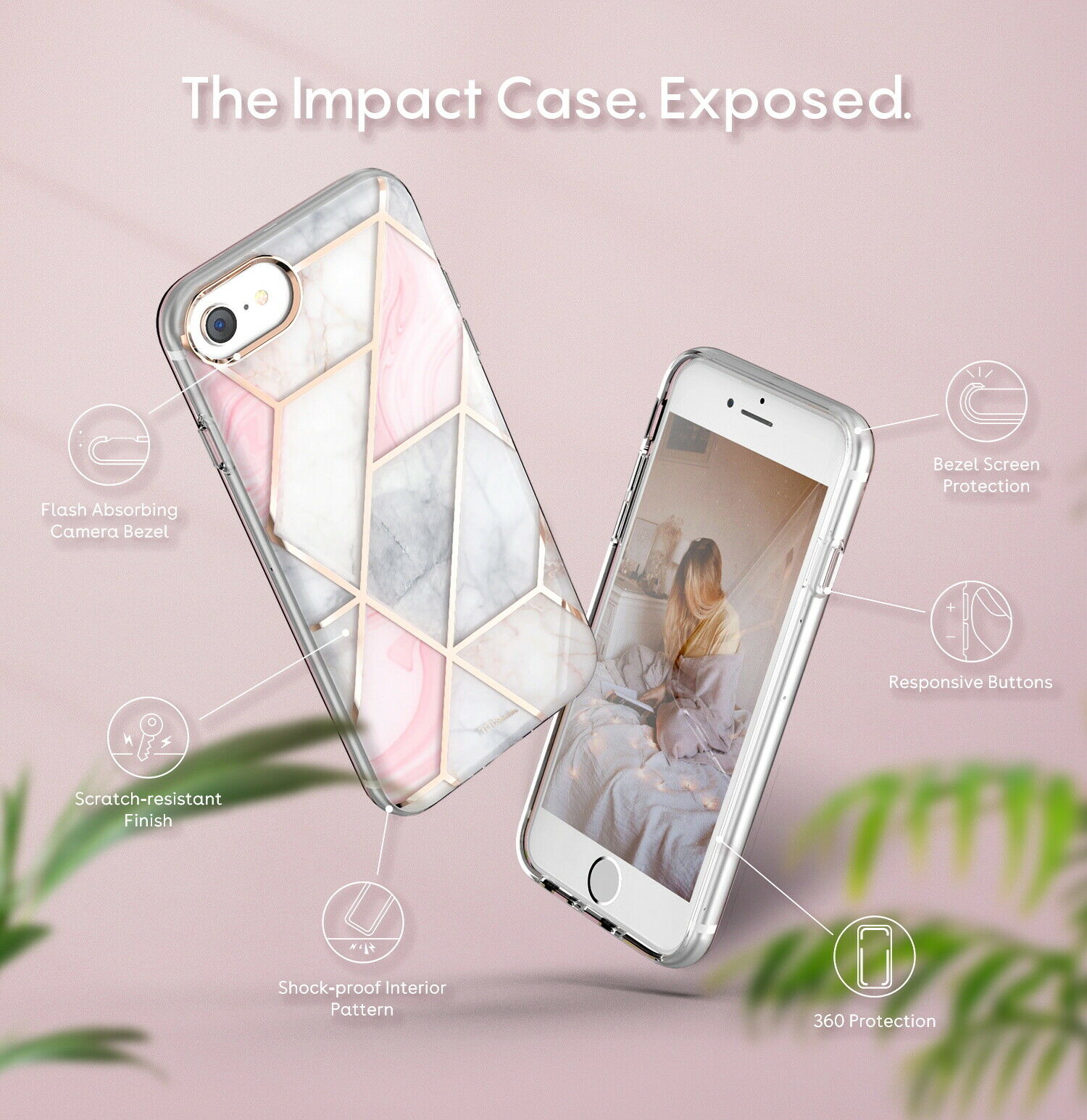 TiTiShark For iPhone 6/7/8 Plus 2020 Case Clear Marble Fashion Shockproof Cover
