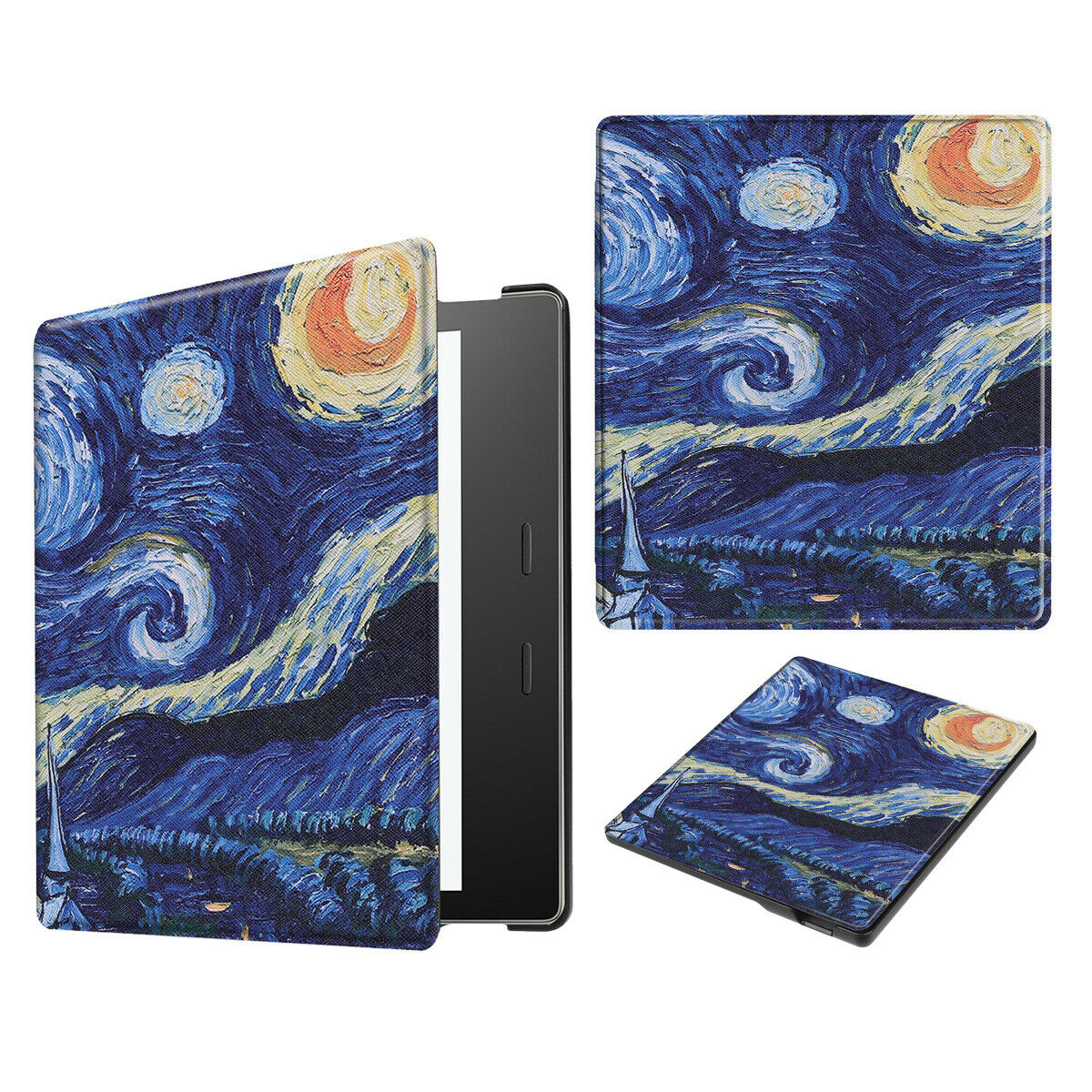 For New Amazon All New Kindle 2019 Painting Leather Smart Cover--Sky