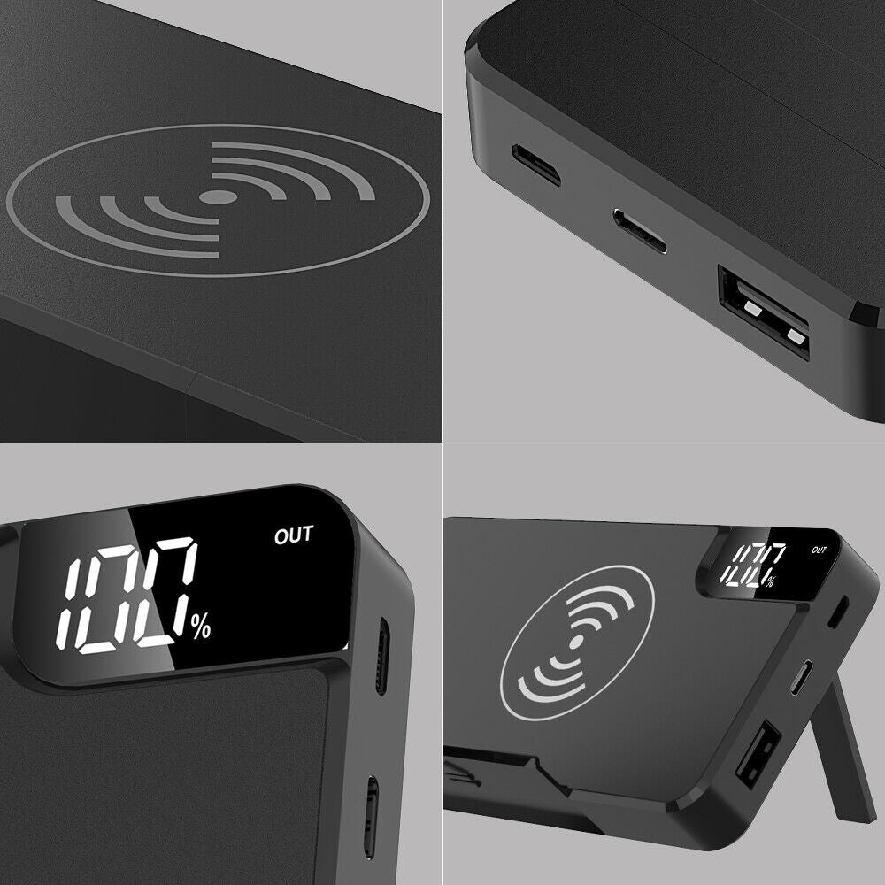 300000mAh Power Bank Qi Wireless Charger USB LCD Portable Battery Charger AU