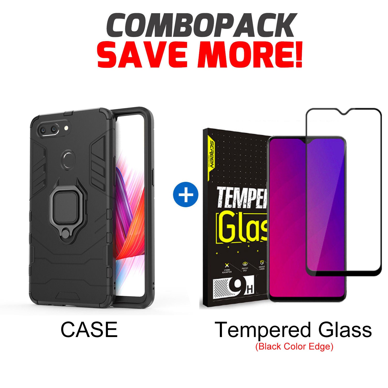 OPPO AX5 Ring Holder Magnetic Heavy Duty Case Cover-Black