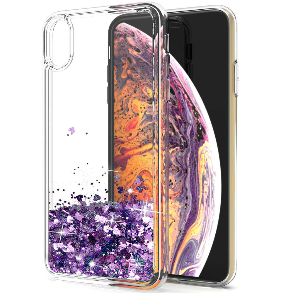 Bling Dynamic Glitter Moving Quicksand Liquid Case Cover For iPhone Xs