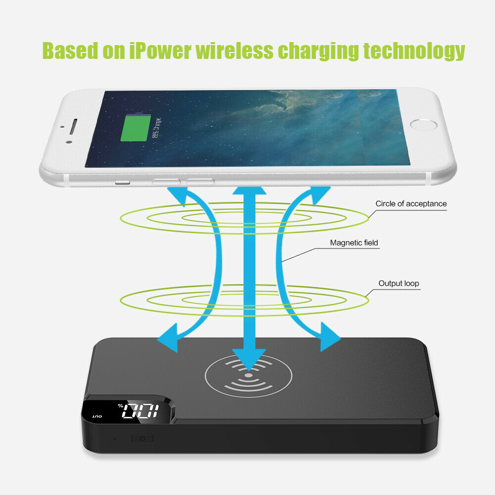 300000mAh Power Bank Qi Wireless Charger USB LCD Portable Battery Charger AU