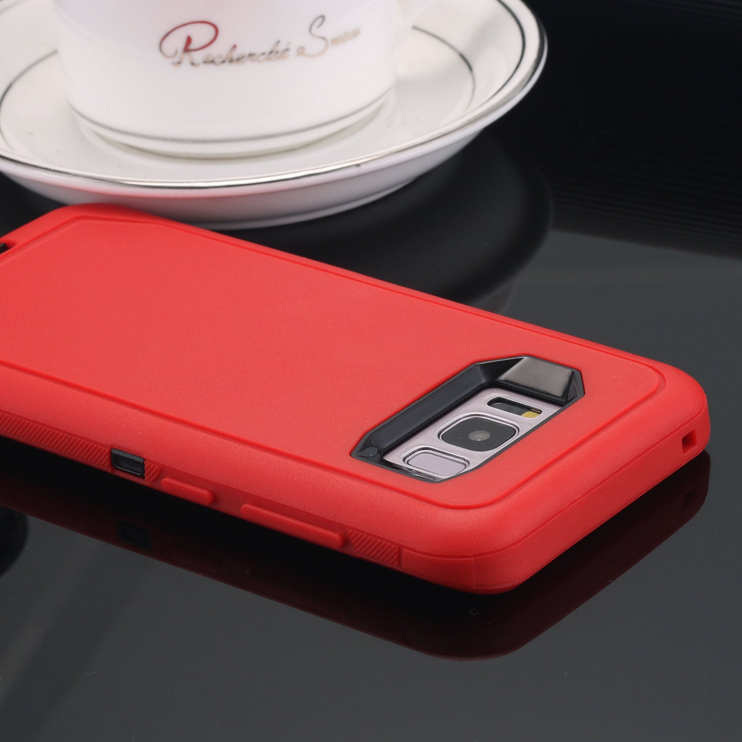 Samsung Galaxy S10 Plus Case Shockproof Hybrid Rubber Armor Rugged Cover-Red Black