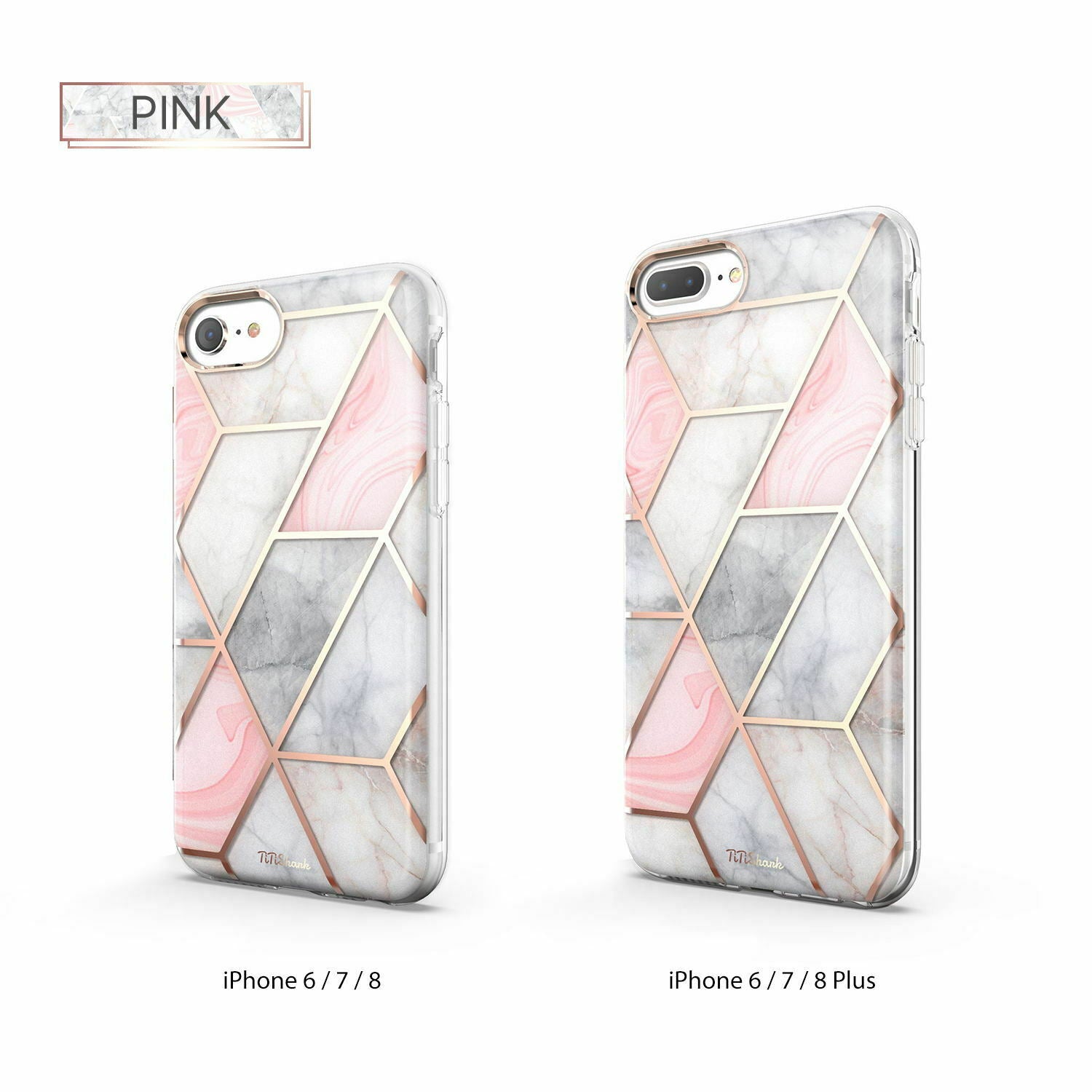 TiTiShark For iPhone 6/7/8 Plus 2020 Case Clear Marble Fashion Shockproof Cover