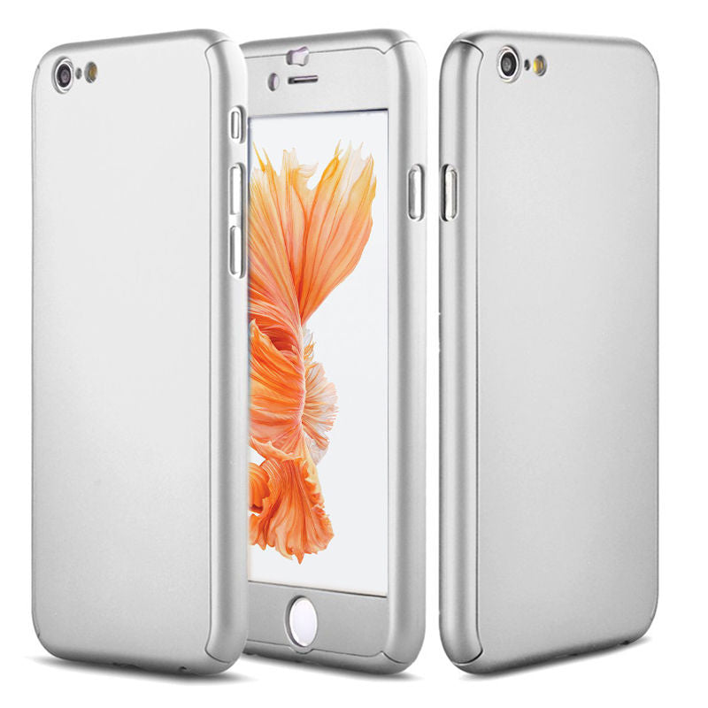 iPhone 6 Full Body Shockproof Case Cover + Tempered Glass-Rose Gold